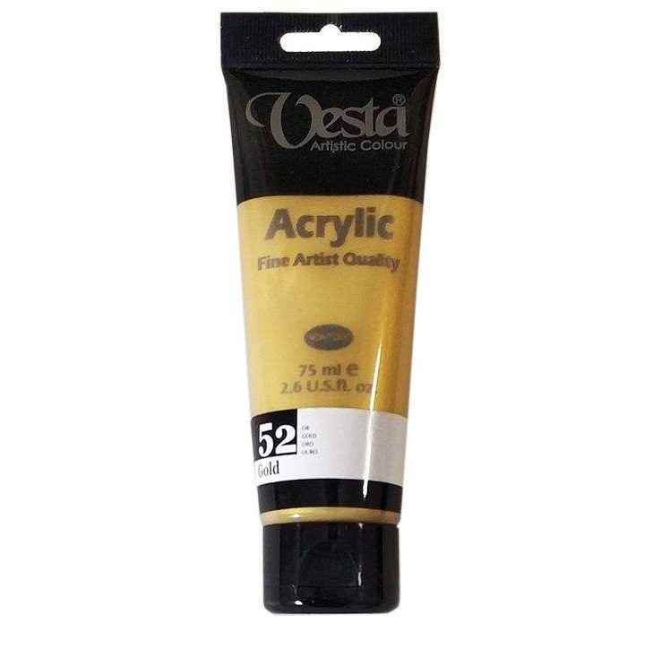 رنگ اکریلیک 75میل رنگ خاص وستا کد52طلایی