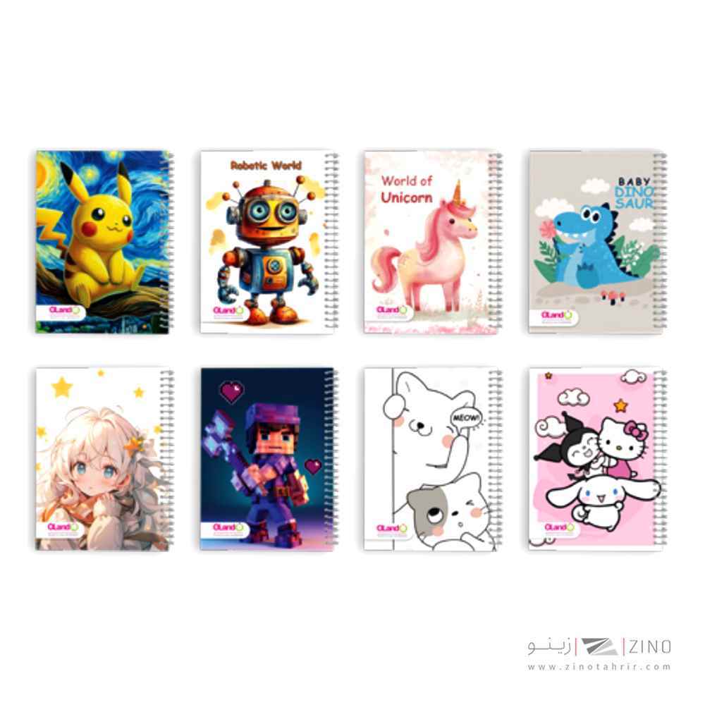 دفتر 40 برگ سیمی  سری کیوتی کالر الند کد CT40-CLR