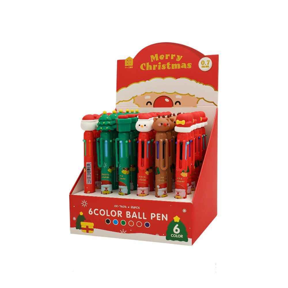 خودکار فانتزی فشاری6رنگ طرح کریسمسکدkk-7434