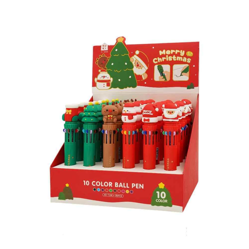 خودکارفانتزی فشاری 10رنگطرح کریسمسکدkk-7128