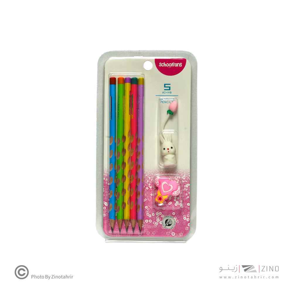 مدادمشکی فانتزی سه گوش بلیستر5عددی همراه با سرمدادی اسکول فنز کد92456