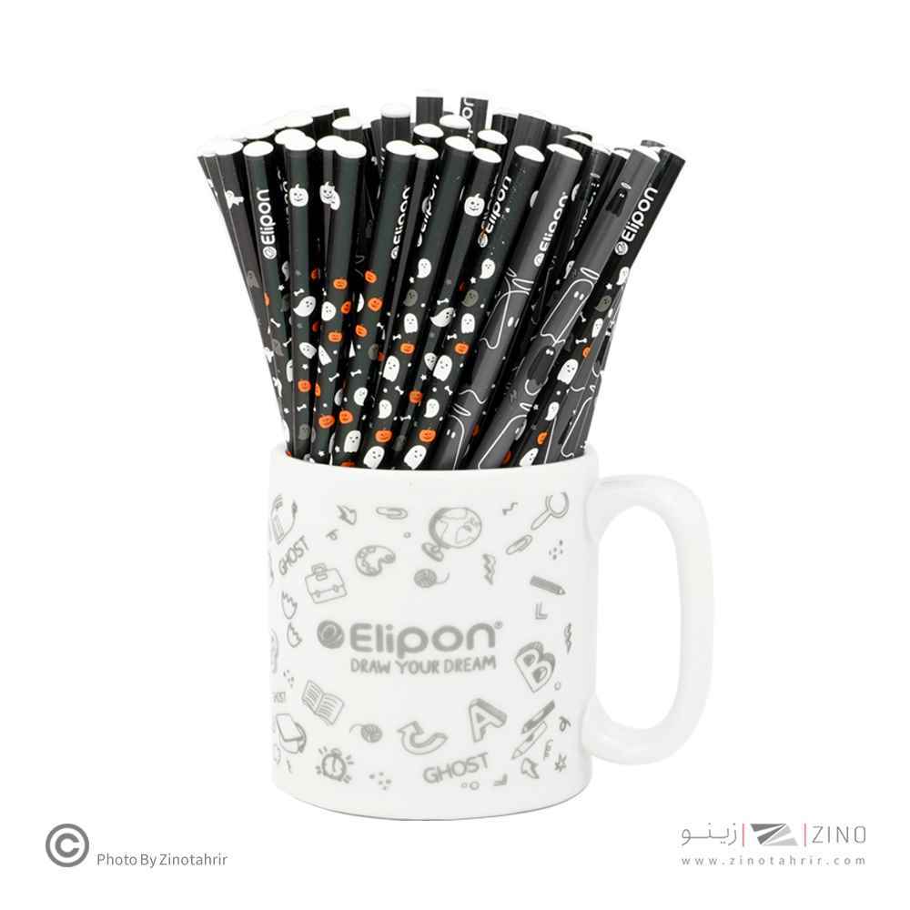 مداد مشکی گرد فانتزی لیوان 72عددی الیپون ( 9لیوان جور )