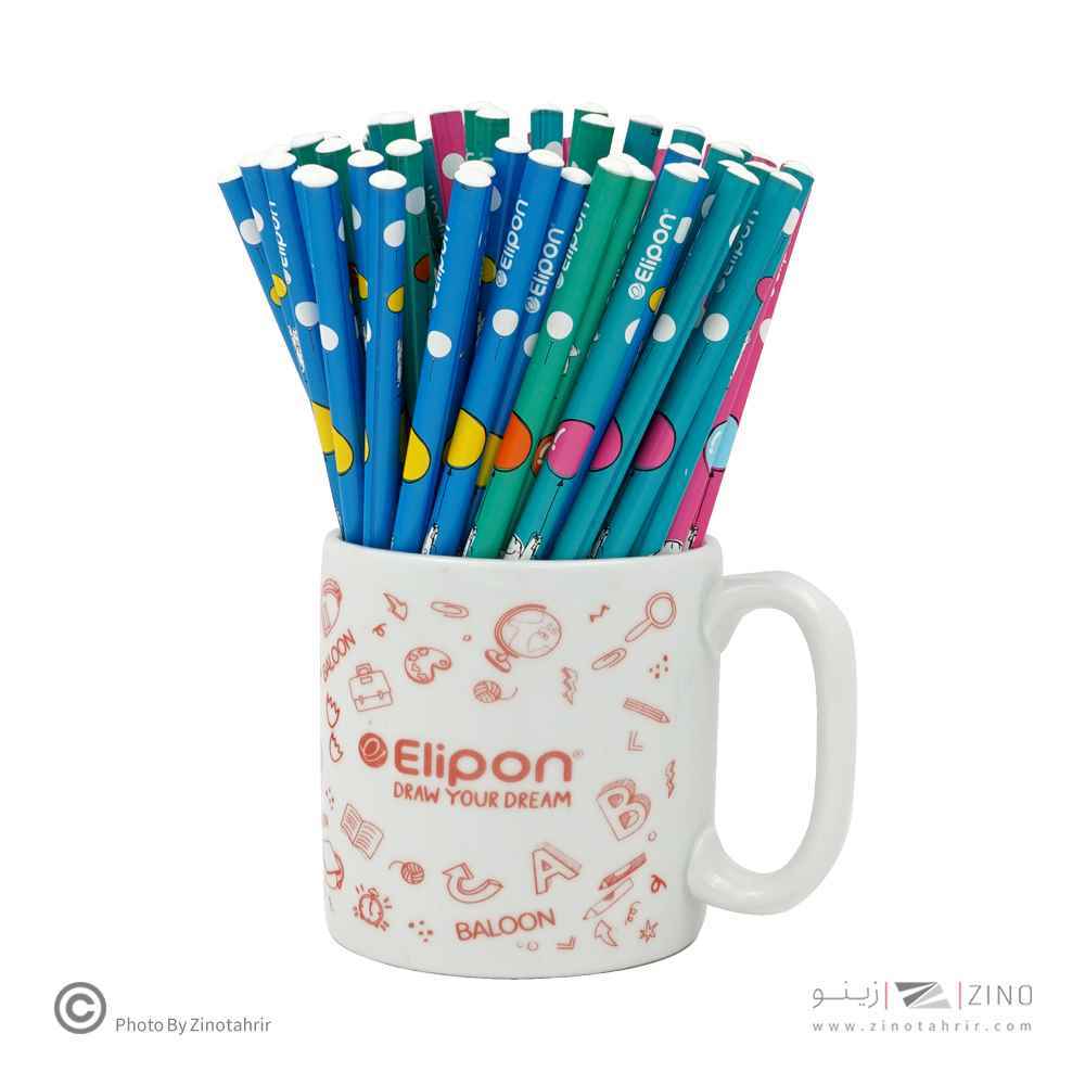 مداد مشکی گرد فانتزی لیوان 72عددی الیپون ( 9لیوان جور )