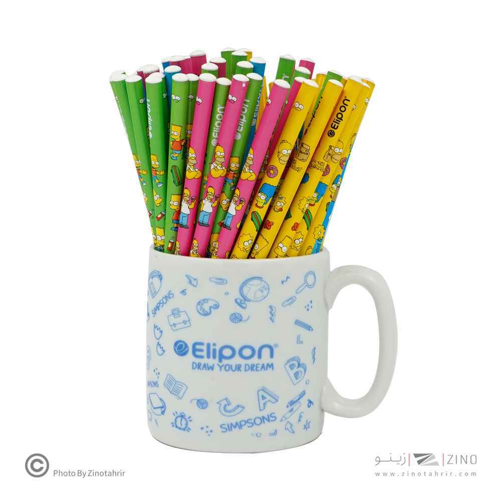 مداد مشکی گرد فانتزی لیوان 72عددی الیپون ( 9لیوان جور )