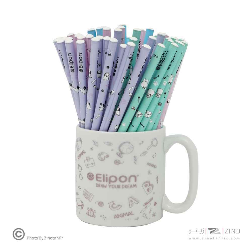 مداد مشکی گرد فانتزی لیوان 72عددی الیپون ( 9لیوان جور )