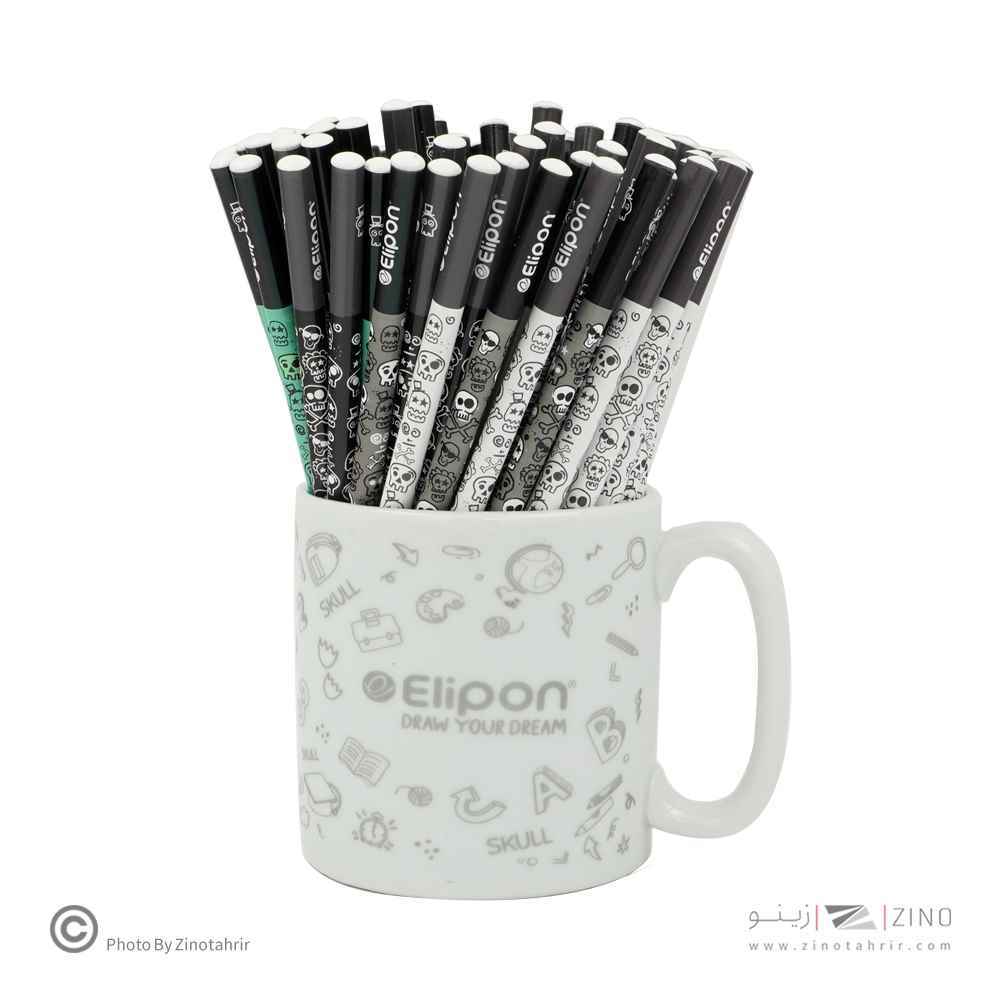 مداد مشکی گرد فانتزی لیوان 72عددی الیپون ( 9لیوان جور )