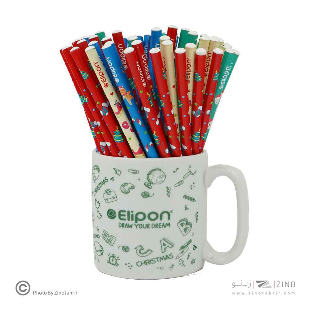 مداد مشکی گرد فانتزی لیوان 72عددی الیپون ( 9لیوان جور )