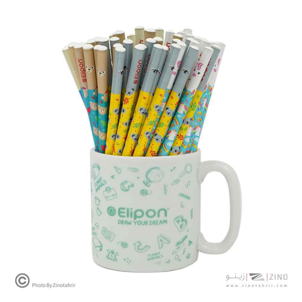 مداد مشکی گرد فانتزی لیوان 72عددی الیپون ( 9لیوان جور )