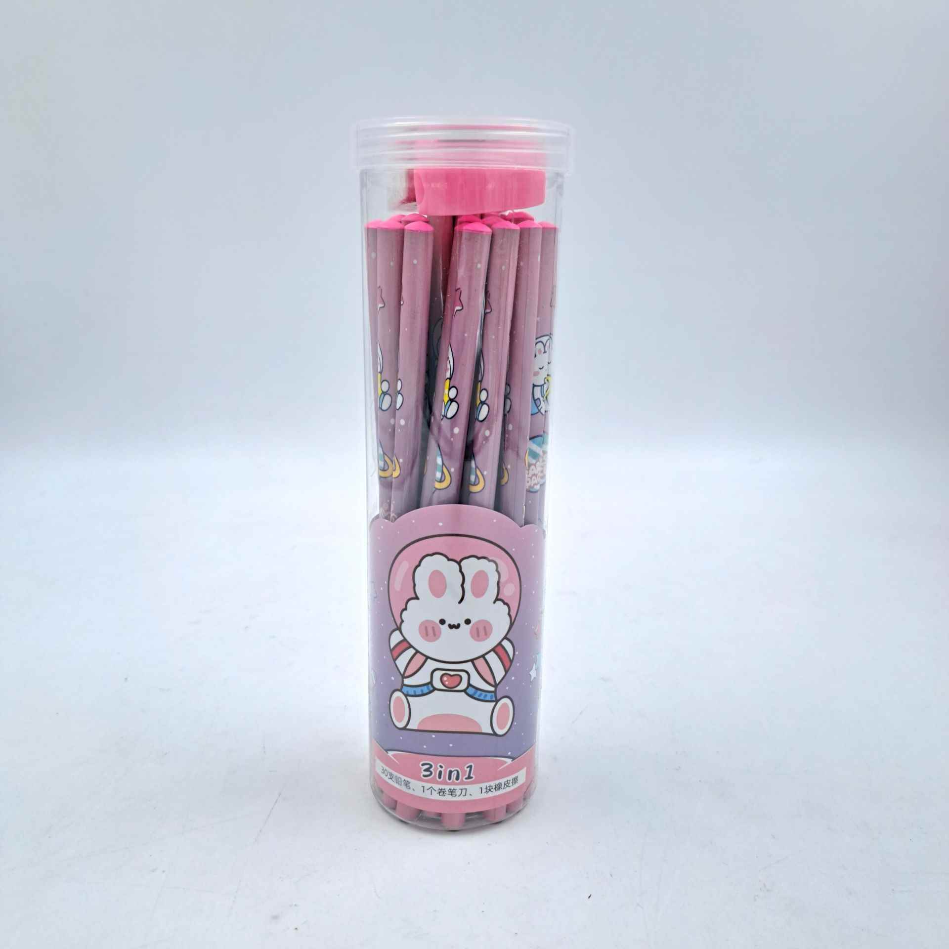 مداد مشکی فانتزی(30عددی)  همراه با تراش و پاکن کدKM-9222