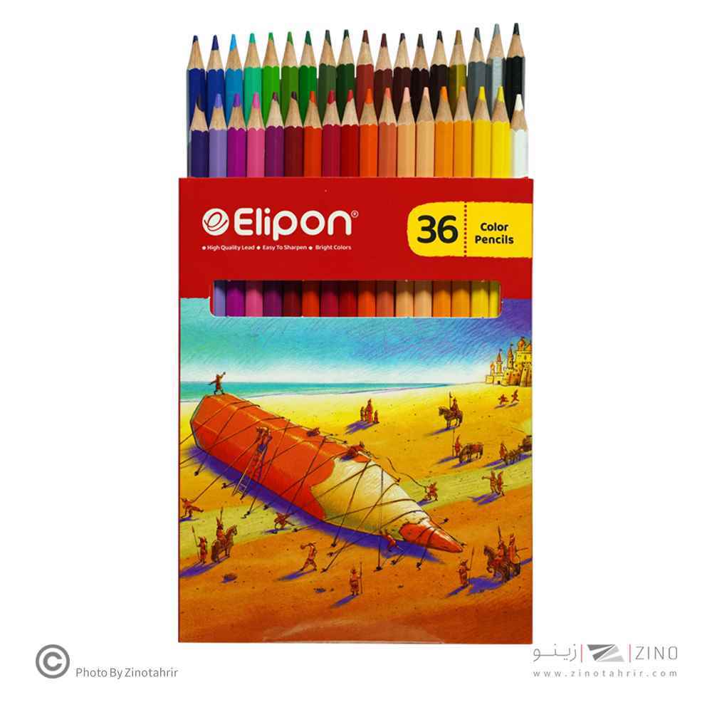 مداد رنگی 36رنگ جعبه مقوایی الیپون