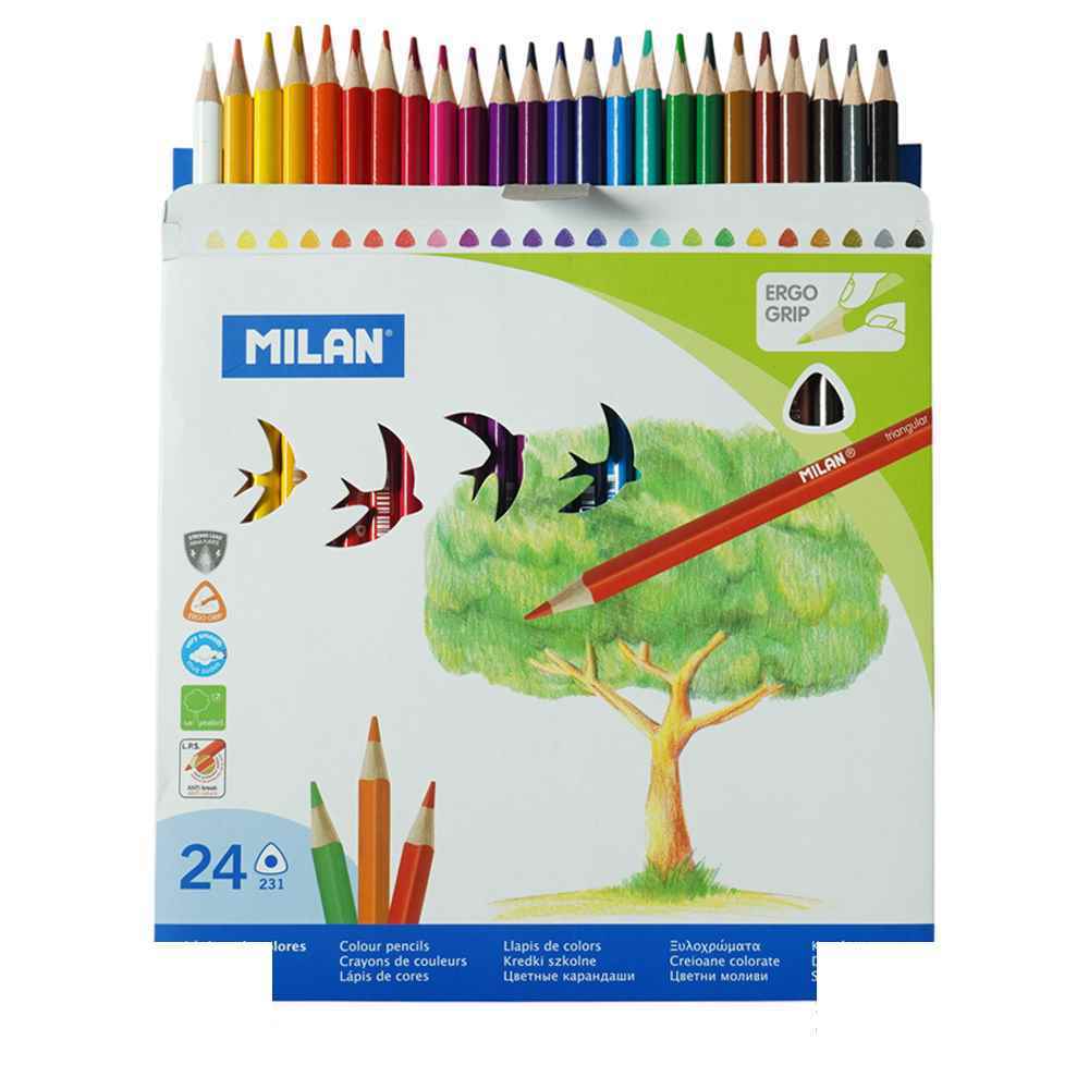 مداد رنگی 24 رنگ جعبه مقوایی شش گوش میلان کد0728324