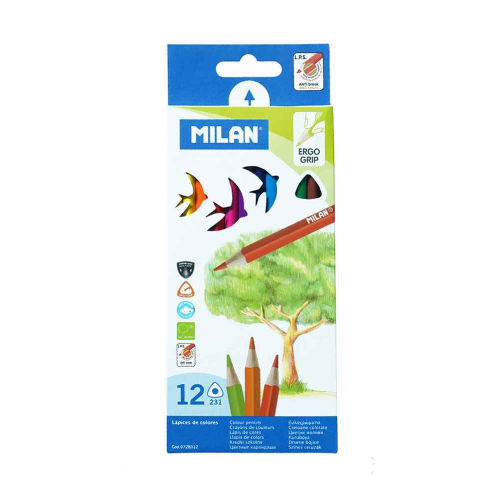 مداد رنگی 12 رنگ شش گوش جعبه مقوایی میلان کد0728312