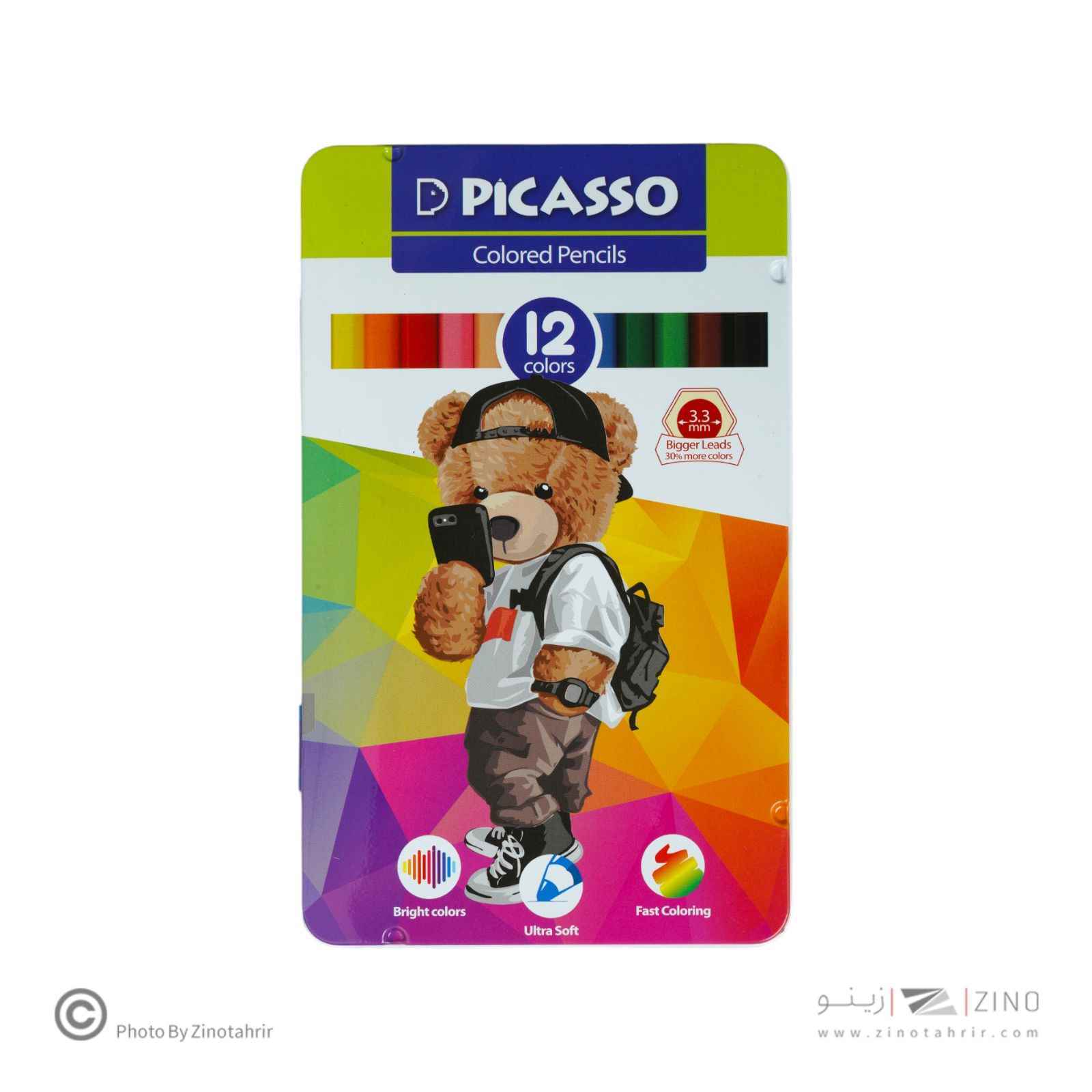 مدادرنگی12رنگ جعبه فلزی پیکاسو