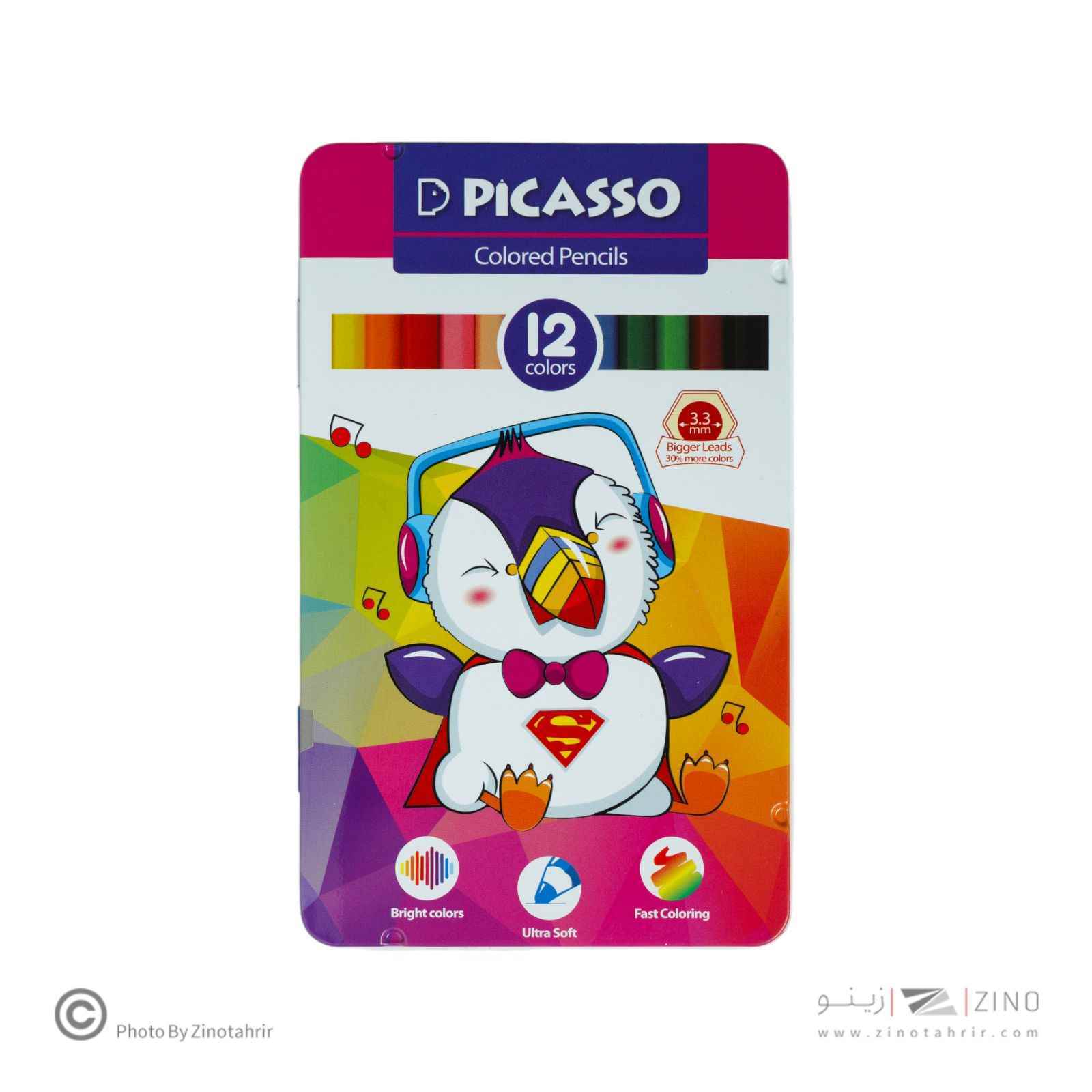 مدادرنگی12رنگ جعبه فلزی پیکاسو