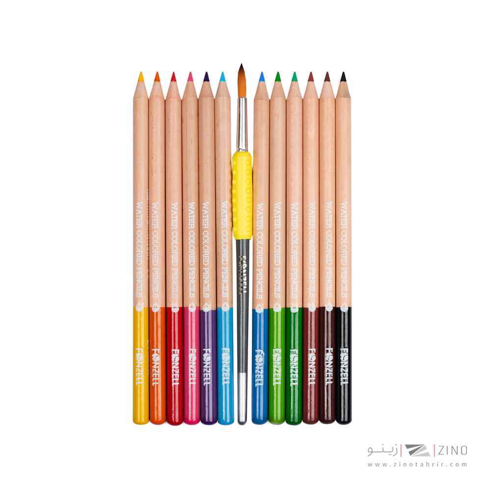 مدادرنگی12رنگ آبرنگی همراه با قلمو قوطی سه گوش طلقی فونزل کد463042/685042