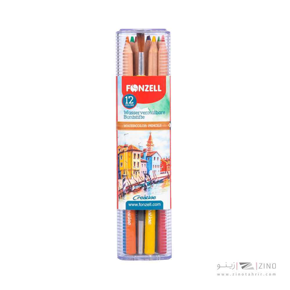 مدادرنگی12رنگ آبرنگی همراه با قلمو قوطی سه گوش طلقی فونزل کد463042/685042