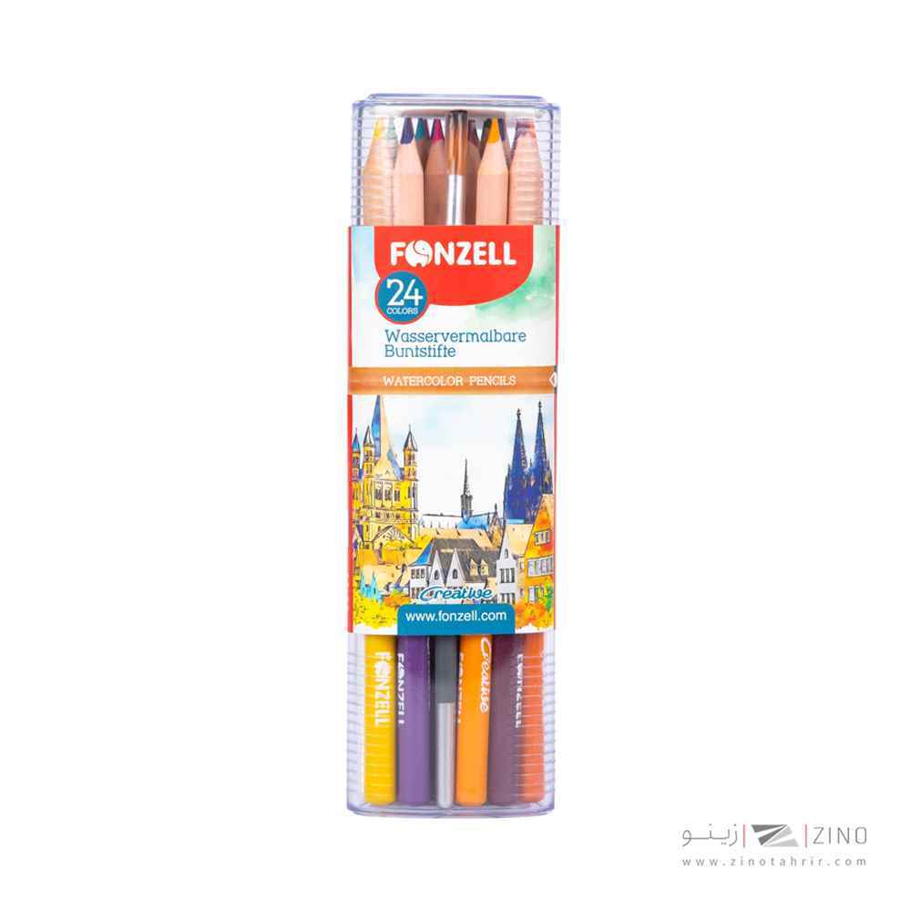 مدادرنگی24رنگ آبرنگی همراه با قلمو قوطی سه گوش طلقی فونزل کد685043/463043
