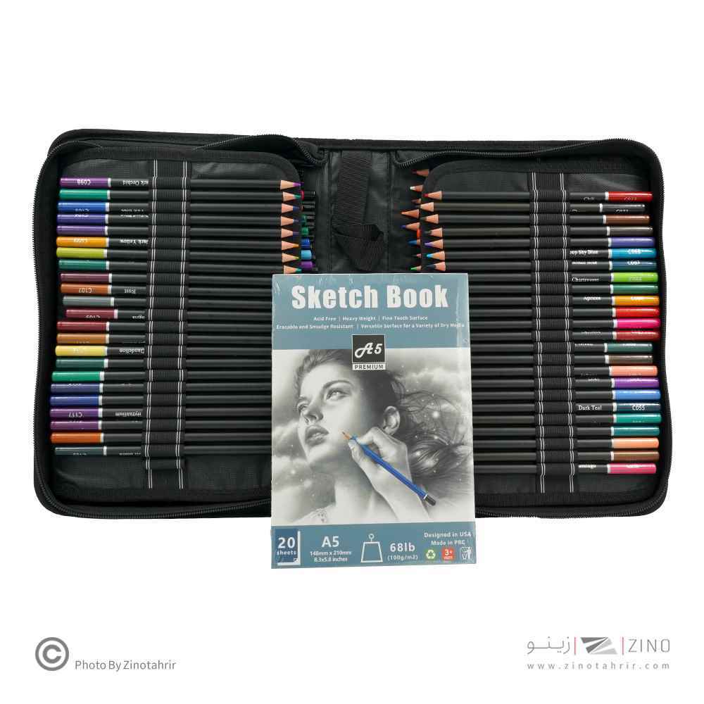 ست طراحی همراه با مداد رنگی 145تکه (کیف برزنتی دار)
