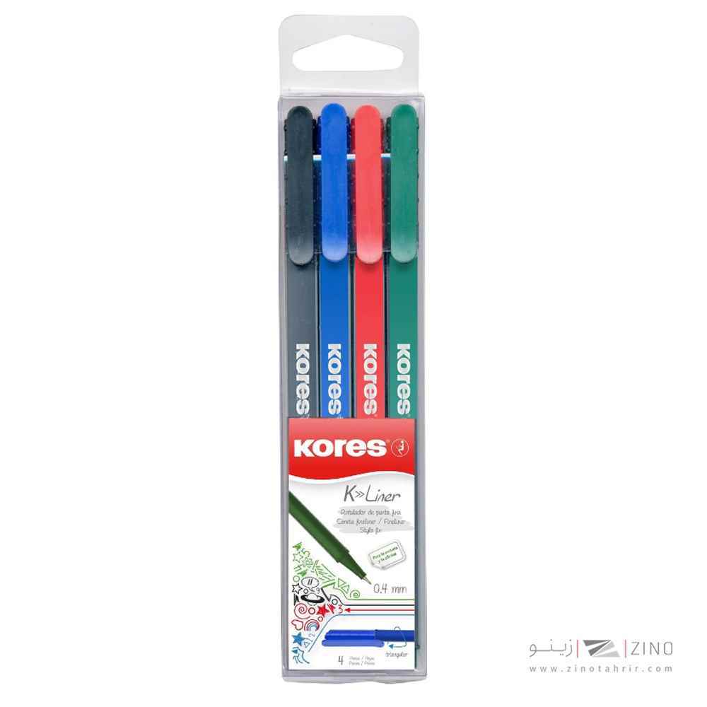 روان نویس نوک نمدی 4رنگ بدنه سه گوش کورس کد28114