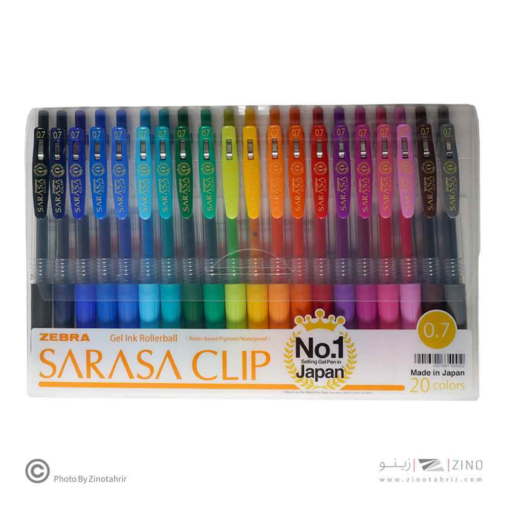 روان نویس فشاری ساراساکلیپ بسته  20رنگ  0/7 زبرا