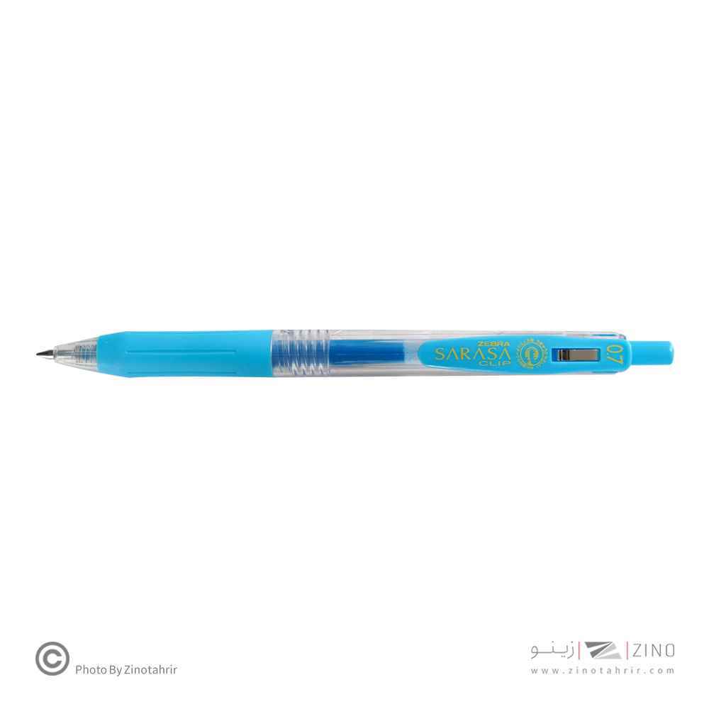 روان نویس فشاری ساراساکلیپ آبی روشن 0/7  زبرا(10عددی)