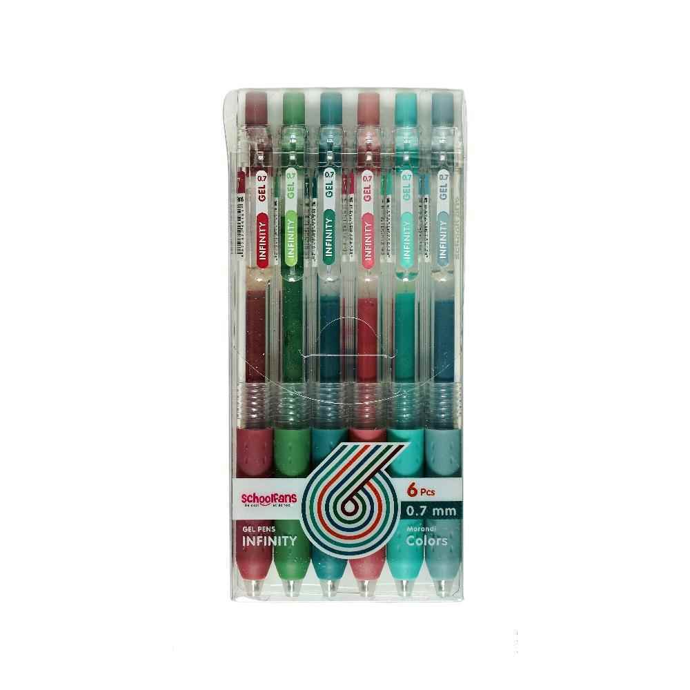 روان نویس فشاری گریپ دار0/7بسته6رنگ اینفینیتی(رنگ موراندی) اسکول فنز کد921202-1
