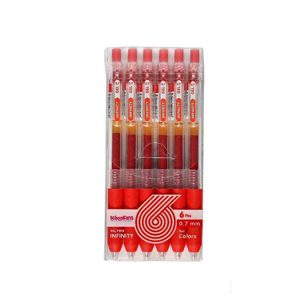 روان نویس فشاری گریپ دار0-7بسته6عددی قرمز اینفینیتی اسکول فنز