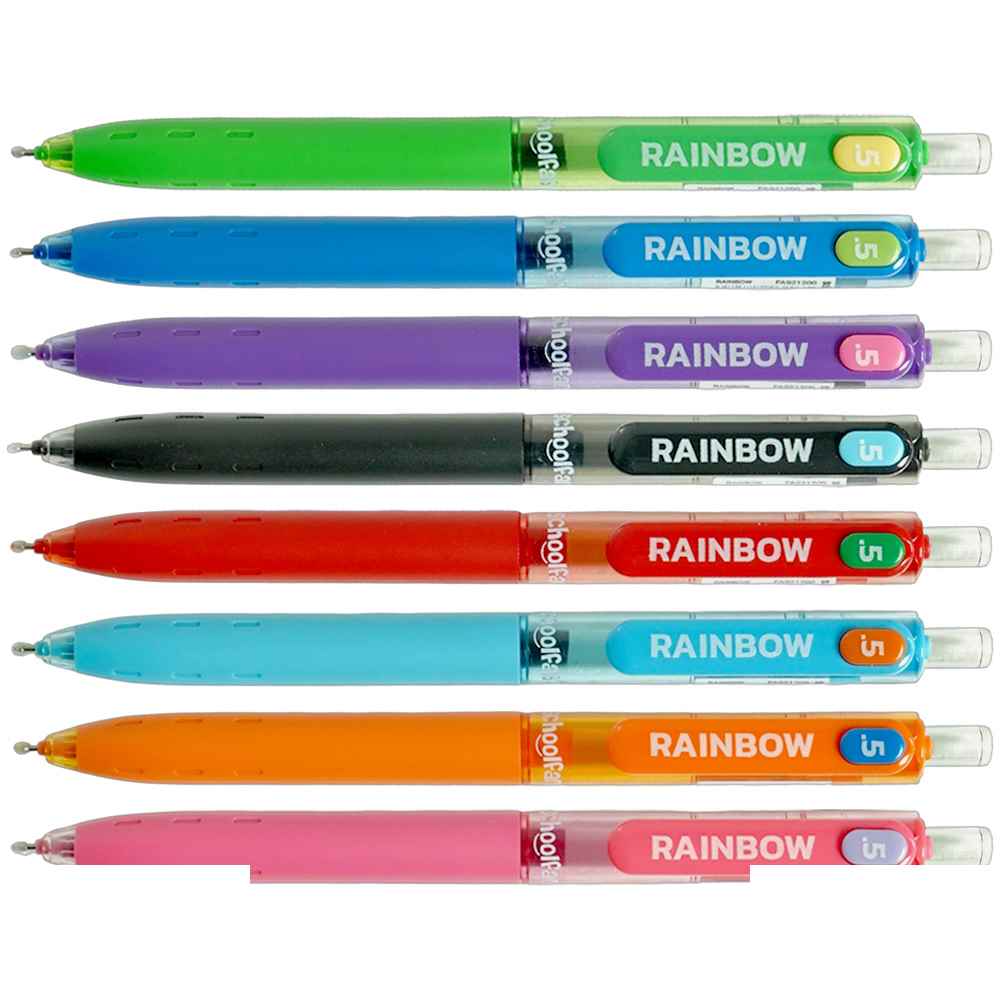 روان نویس0-5 فشاری رنگ جور بدنه گریپ دار اسکول فنز سری rainbow