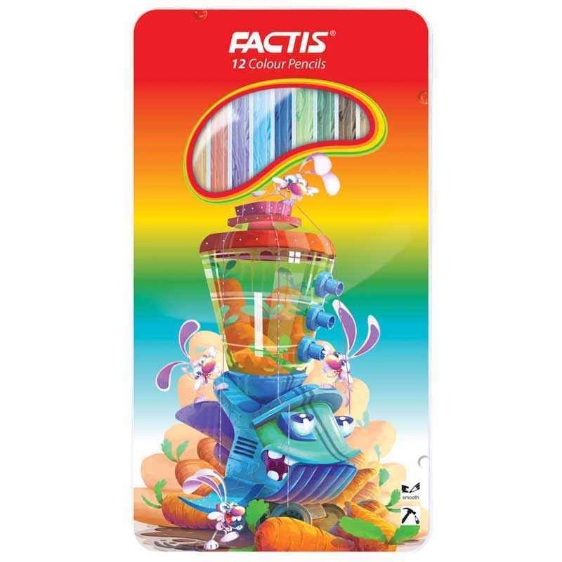 مدادرنگی12رنگ (شش گوش) جعبه فلزی فکتیس