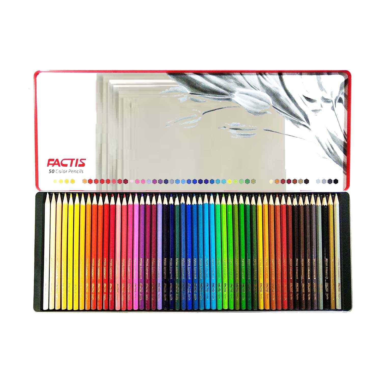 مدادرنگی50رنگ (شش گوش) جعبه فلزی فکتیس