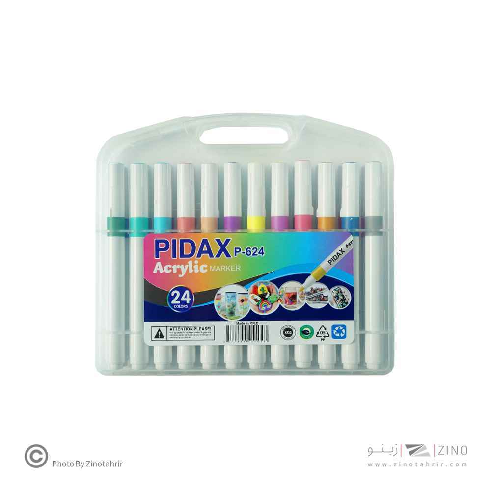 ماژیک 24 رنگ اکریلیک جعبه  طلقی پیداکس کد P624 