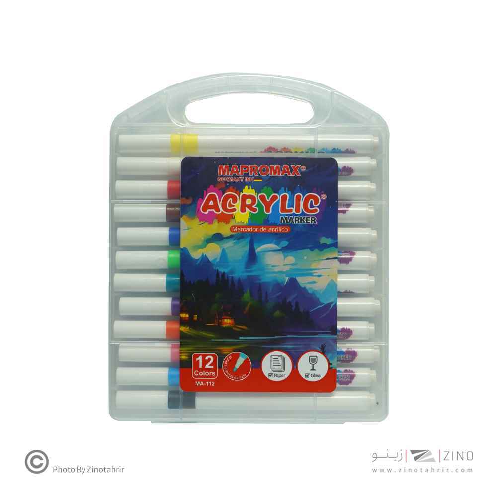 ماژیک اکریلیک12رنگ قلمی ماپرومکس کدMA-112