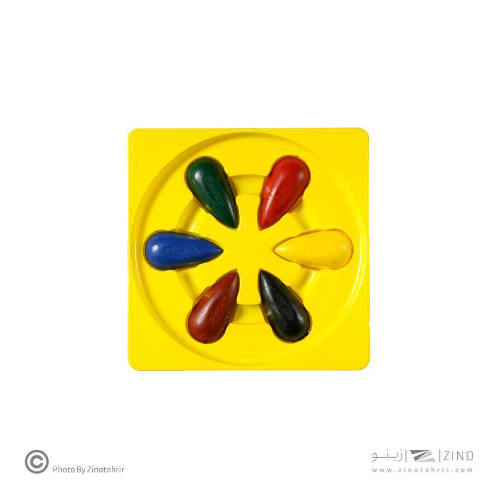 پاستل روغنی 6 رنگ مقوایی دوکی آریا کد 2054*24عدد*