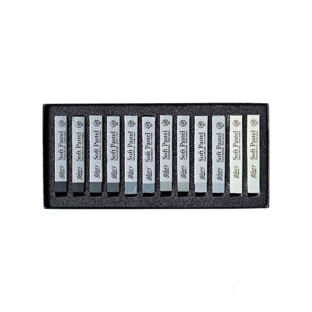 گچ پاستل12عددی (طیف رنگی سفید طوسی مشکی)  گالری کدMPV-12G