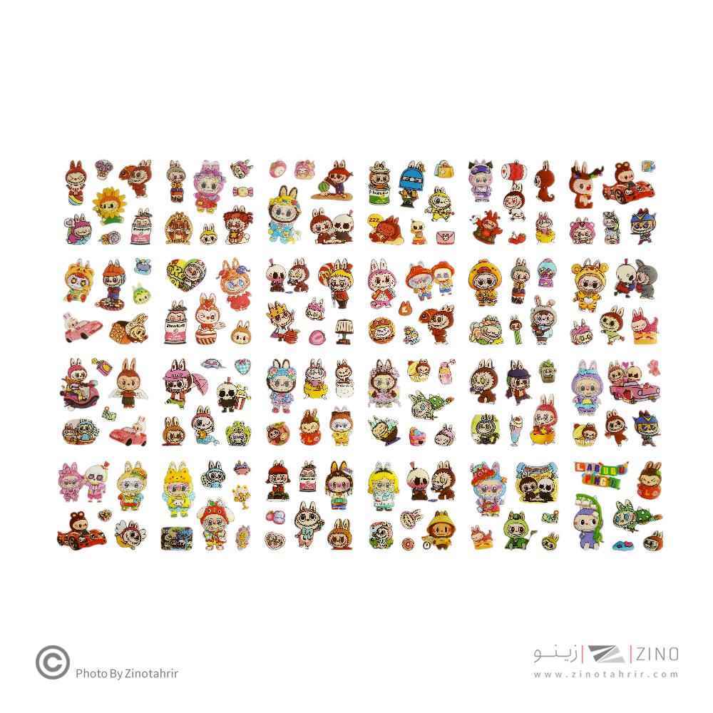 استیکر فانتزی(طرح لبوبو) جعبه ای بزرگ(100عددی) کد008 یاکدSZ-332