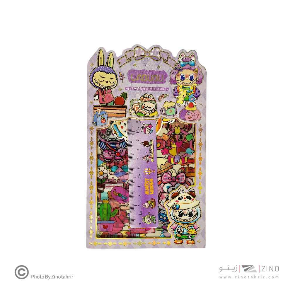 استیکر فانتزی(طرح لبوبو)همراه با خط کش کدSZ-152