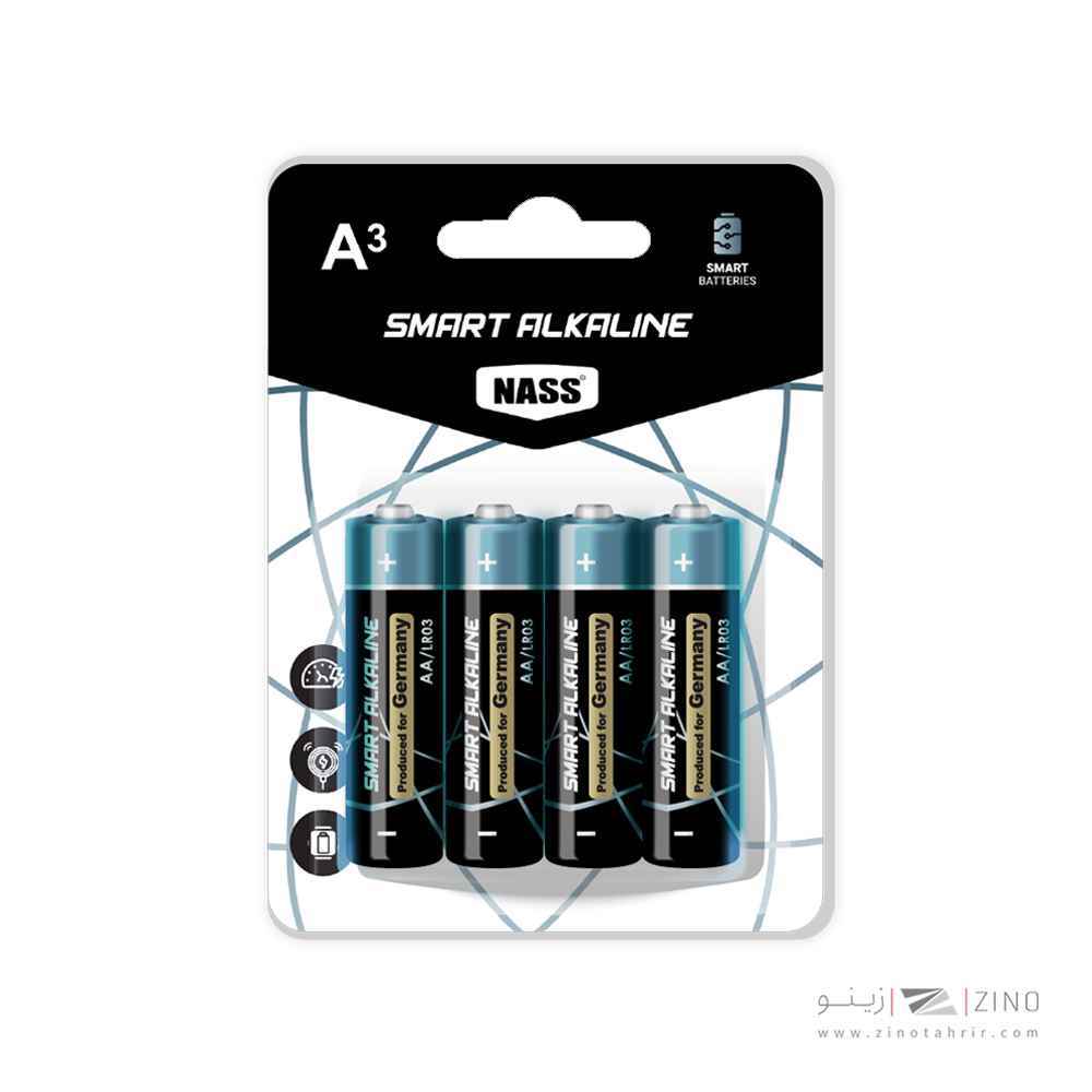 باتری نیم قلمی آلکالاین اسمارت4عددی ناس کد524