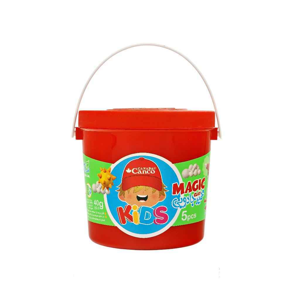 خمیربازی5رنگ جادویی(40گرم سطلی  دسته دار) آنتی باکتریال کنکو