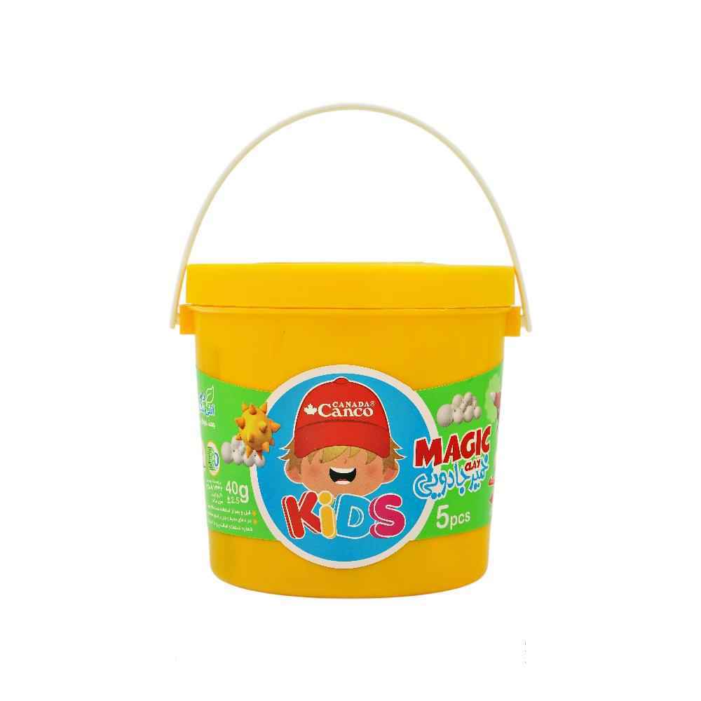 خمیربازی5رنگ جادویی(40گرم سطلی  دسته دار) آنتی باکتریال کنکو