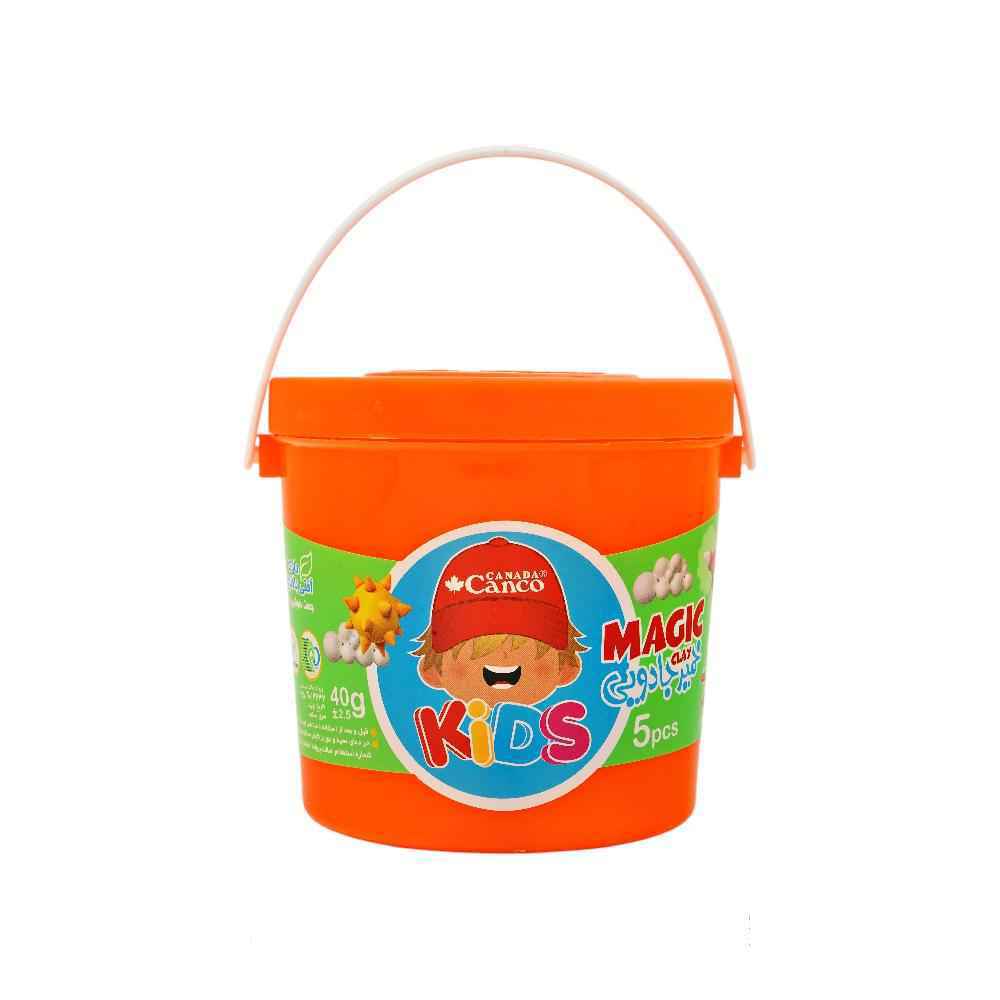 خمیربازی5رنگ جادویی(40گرم سطلی  دسته دار) آنتی باکتریال کنکو