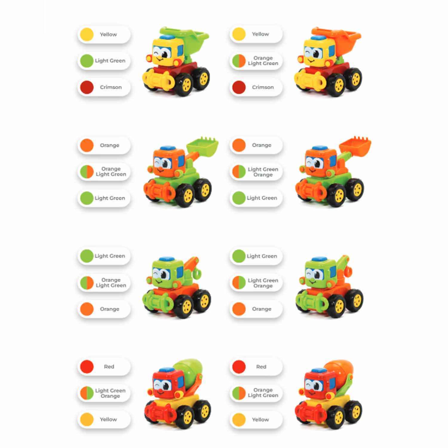 happy truck 8 pec in box تیریتی تویز کد93006ماشین راه سازی کششی