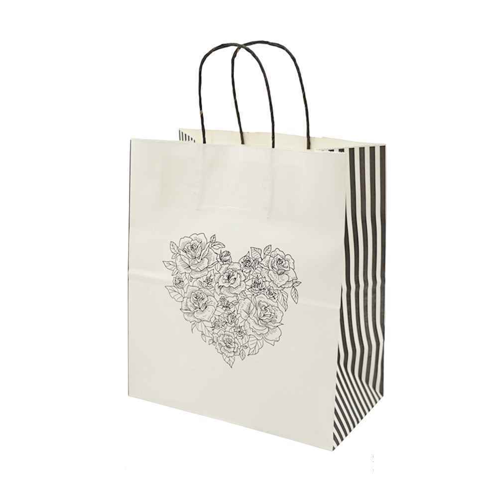 پاکت دسته دار سفید طرح دار سایز 232613110گرم