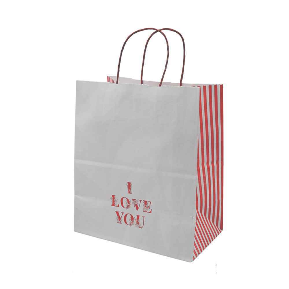 پاکت دسته دار سفید طرح دار سایز 232613110گرم