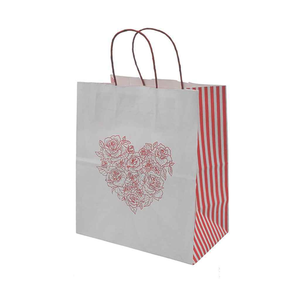 پاکت دسته دار سفید طرح دار سایز 232613110گرم