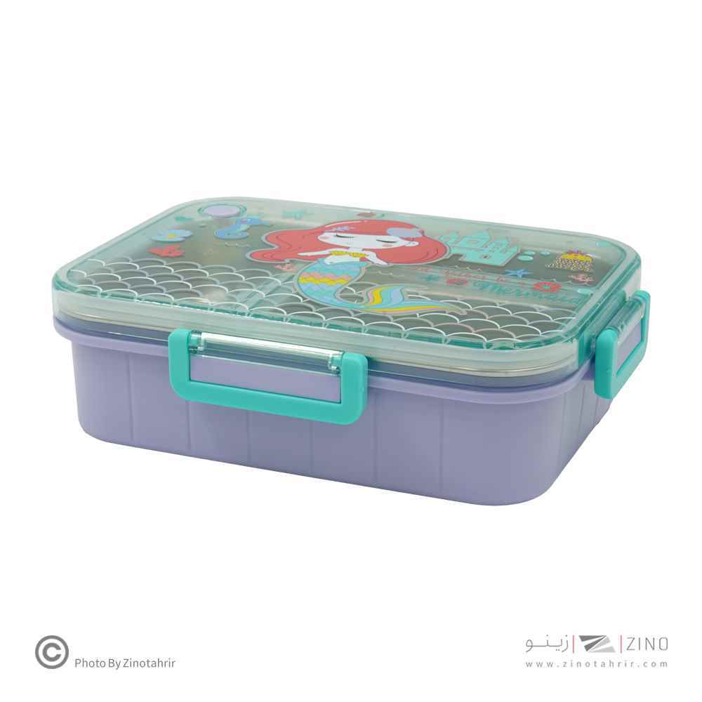 ظرف غذا تک طبقه800میل مستطیل سه خانه فانتزی(استیل304) وست کدU2087