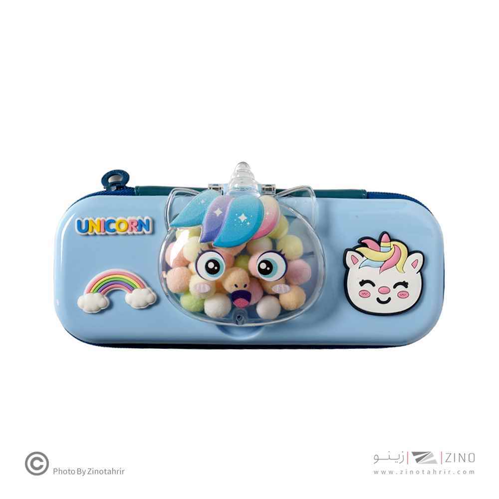 جامدادی تک زیپ پوم پوم دار یونی کرن سیلیکونی کد38142