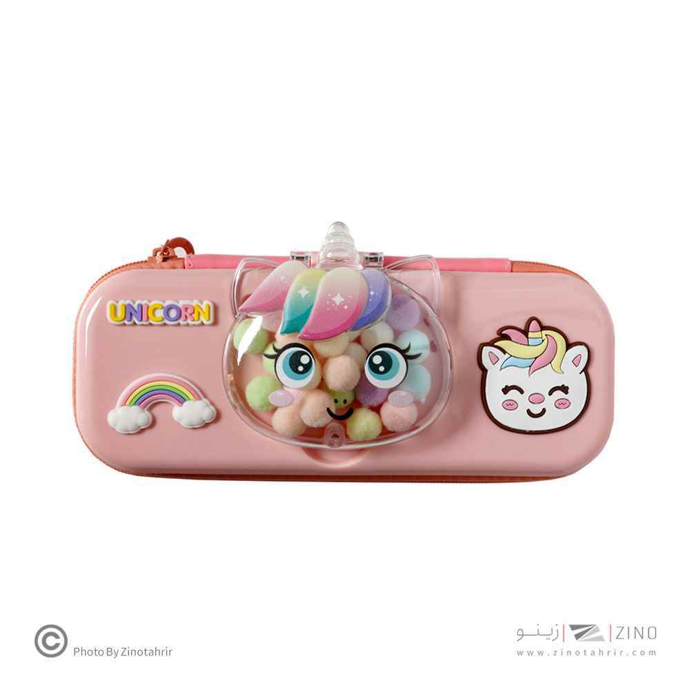 جامدادی تک زیپ پوم پوم دار یونی کرن سیلیکونی کد38142