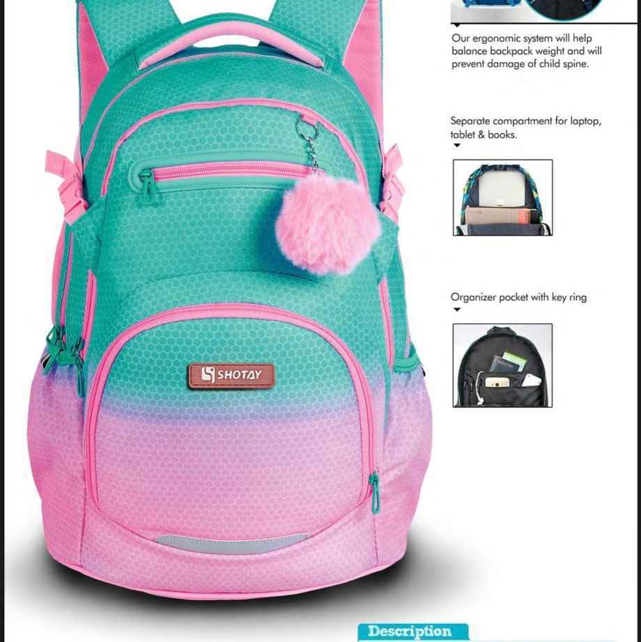 کوله پشتی طرحSPARK با پشتی طبی شوتای صورتی آبرنگی لاو کدG15-V06