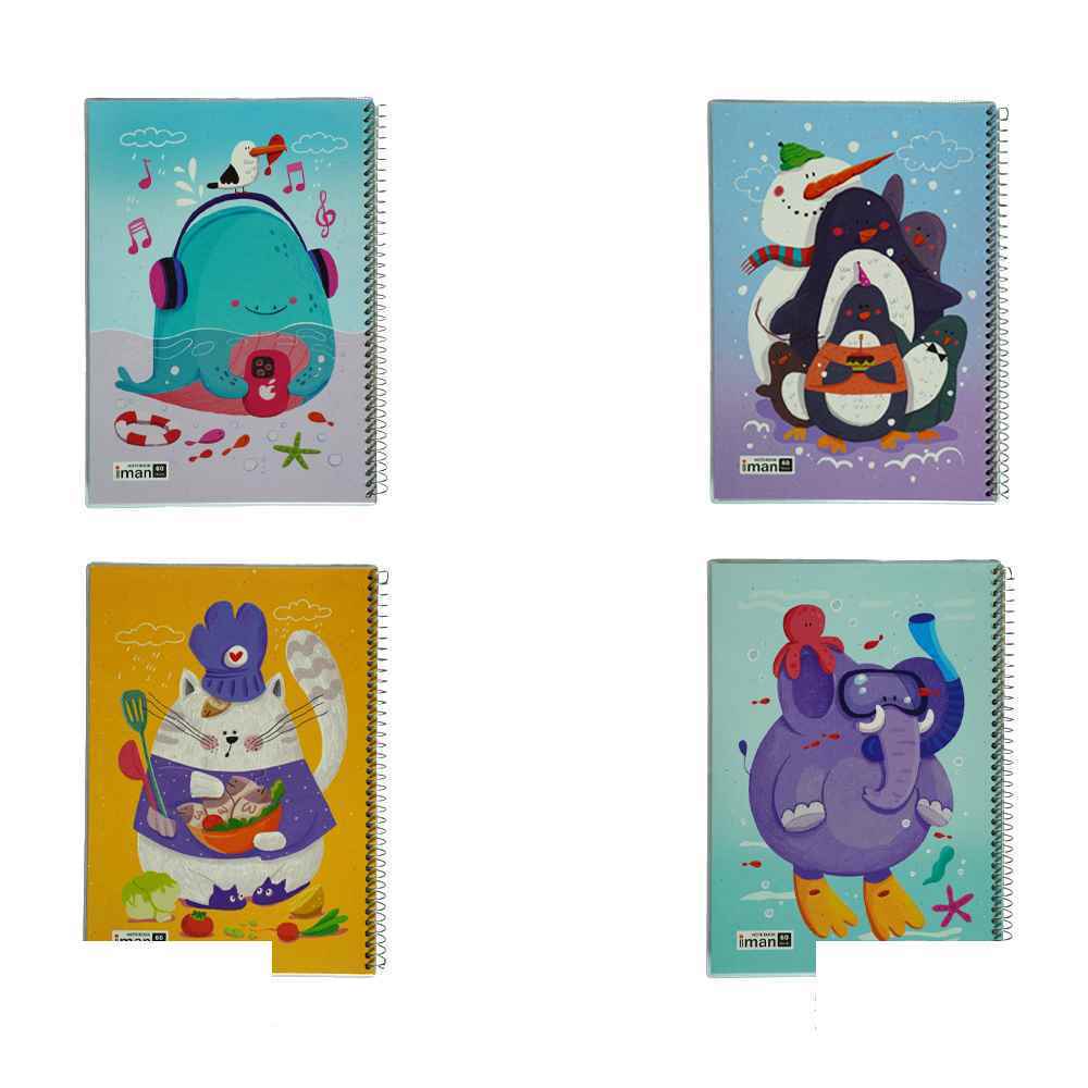 دفتر60برگ ایمان کد0105 جلدطلقی حاشیه دارanimals happy