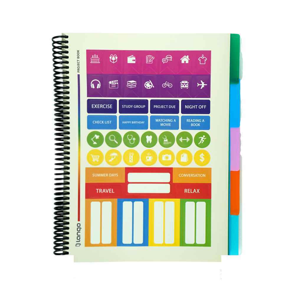 دفتر100برگ سیمی رحلی جلد طلق لانگو سری پروژه project book